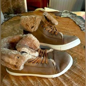 high top fur shoe